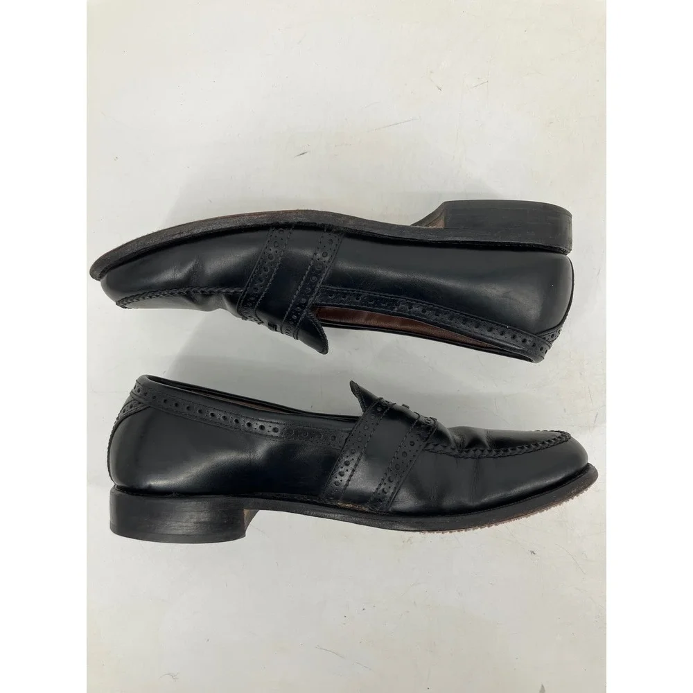 Allen Edmonds Penny Loafers Mens 7.5 B Black Excellent Brogue Wingtip 62910